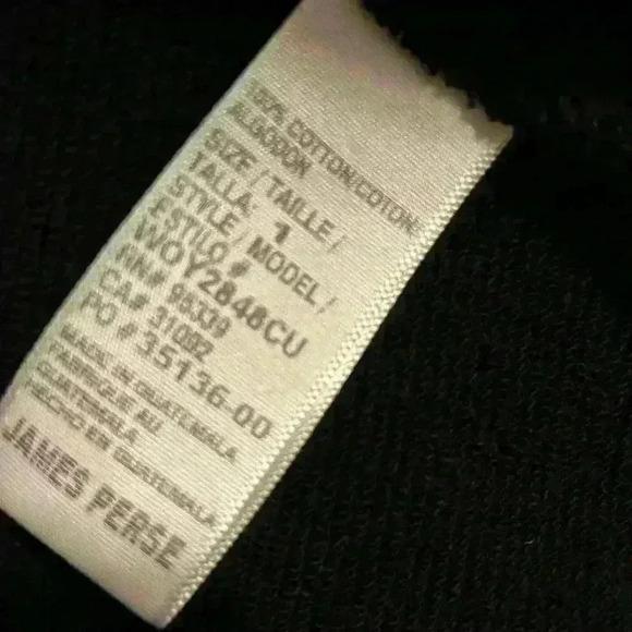 James Perse 100% Terry Cotton Loungewear Shawl Cardigan Sweatshirt Black Size 1 - Picture 4 of 4